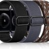 b26b40e990ede461 DaQin 3 Pack Elastic Bands Compatible with Apple Watch Band 45mm 44mm 49mm 42mm 41mm 40mm 38mm Women Men, Soft Nylon Solo Loop Straps for Apple Watch SE iWatch Series 9/8/7/6/5/4/3/2/1/Ultra/Ultra 2