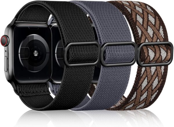 b26b40e990ede461 DaQin 3 Pack Elastic Bands Compatible with Apple Watch Band 45mm 44mm 49mm 42mm 41mm 40mm 38mm Women Men, Soft Nylon Solo Loop Straps for Apple Watch SE iWatch Series 9/8/7/6/5/4/3/2/1/Ultra/Ultra 2