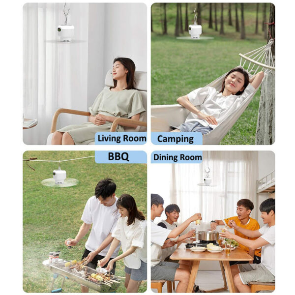 Portable Camping Tent Ceig Canopy 8000mah Rechargeable Wireless Fan Air Circulators with Remote Control Light