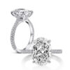 Solitaire Oval Lab Zircon Ring 100% Original Sterling Sier Engagement Wedding Band Rings for Women Bridal Jewelry