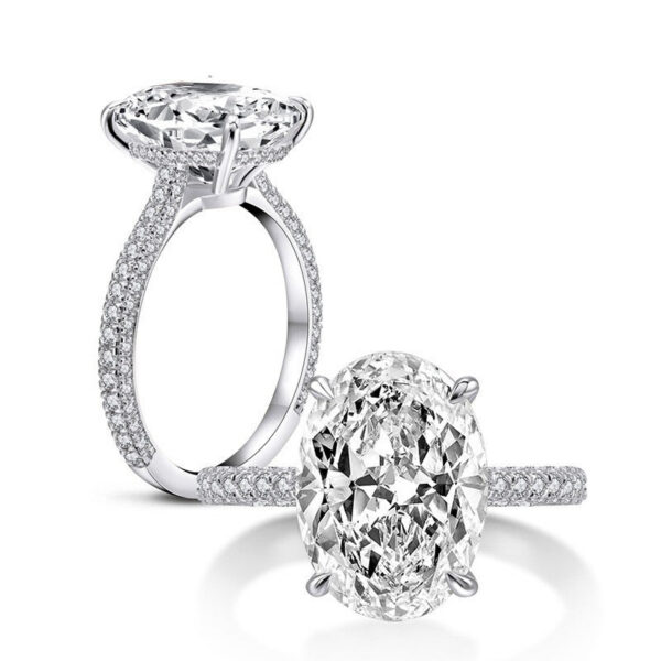Solitaire Oval Lab Zircon Ring 100% Original Sterling Sier Engagement Wedding Band Rings for Women Bridal Jewelry