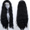 b2964006b2891e5e Front Wigs for Black Women Natural Hairline Synthetic Lace Long Brown Wig Pre Plucked Baby Hair Cosplay
