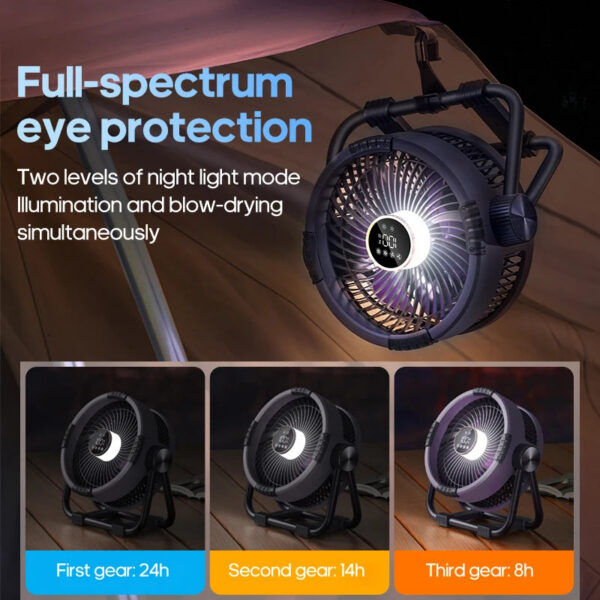 b296d7ce9b2f1f3f Portable 6 in 1 Outdoor Camping Fan 20000mAh Rechargeable Wireless Tent Ceiling Fan 4 Speed Adjustment LED Lighting Power Bank