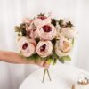 Artificial Peonies Silk Flowers, Faux Peony Bouquet 4 Bundles Florals Arrangements Decor for Farmhouse Home Boho Wedding Table Centerpiece, Fake Plastic Flowers Bulk for Vase Decoration (Pink Purple)