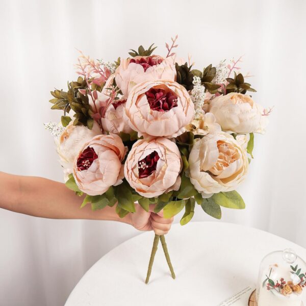 Artificial Peonies Silk Flowers, Faux Peony Bouquet 4 Bundles Florals Arrangements Decor for Farmhouse Home Boho Wedding Table Centerpiece, Fake Plastic Flowers Bulk for Vase Decoration (Pink Purple)