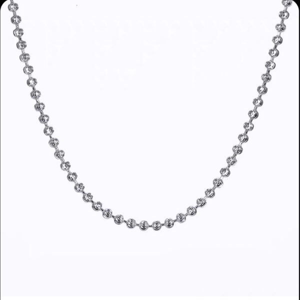 b2a4f20384b1d286 Pure Sterling Sier Starlight Diamond Chain Necklace for Women ,S 2mm Scimitar Ball Beads Collar fit Pendant DIY Jewelry