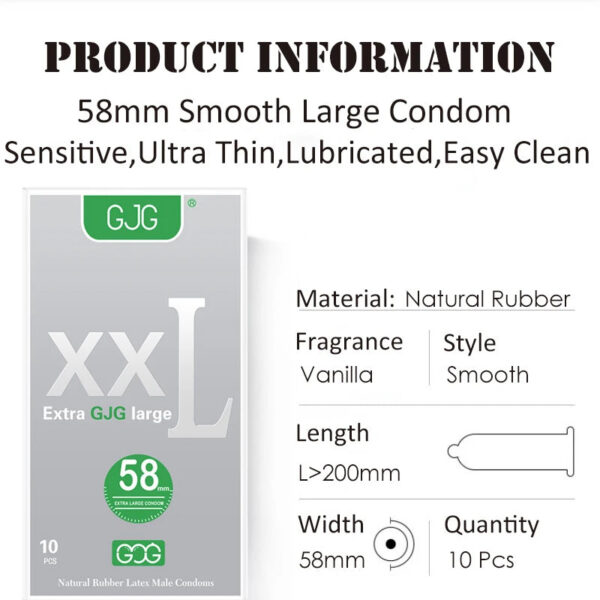 10pcs/Box Extra Large Ultra Thin Lubricated Condom 56MM Smooth Latex Penis Condoms for Male Adult Sex Dick Cock Sleeve for Homme