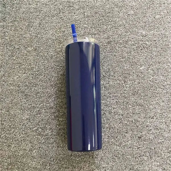 20oz Skinny Tumbler With Seal Lids Rainbow Straws Stainless Steel Thermos Bottle Double Insulated Water Cup For Travel