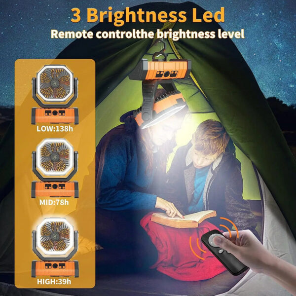 b2d5a01b6c329098 20000mAh Battery Operated Fan, Portable Rechargeable Desk/Camping with LED Light and Hook, Outdoor Fan for Tent Car Trip