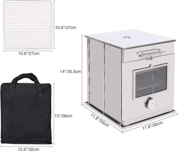 REDCAMP Faltbarer Campingofen mit 3-stufigem Grill, Mini Edelstahlofen zum Backen, Grillen, Outdoor Kochen