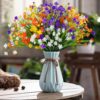 b2da0c3a73d9e3bc AmyHomie 20 Bundles Artificial Flowers Outdoor UV Resistant Faux Flowers No Fade Fake Plastic Plants Garden Porch Window Box Decorating(Bright Yellow)