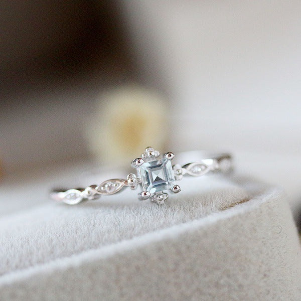 b2fd7dd0d1839101 Fashion Minimalist Stacking Wedding Thin for Women Sterling Sier Filled Small Light Blue Topaz Eternity Rings mujer