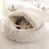 b311f427c41a2c1d Soft Plush with Cover Round Bed Pet Mattress Warm Cat Dog 2 in 1 Sleeping Nest Cave for Small Dogs