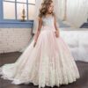 b32d5b0745373414 Flower Elegant Briesdesmaid for Wedding 6-14Y Teen Girls Graduation Party Prom Long Gown Children's Pageant Tailling Dress