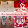Red Rose Petals Decorations Set, 1000 Pieces Artificial Rose Petals with 3Pcs Romantic Banner, Rose Petals for Romantic Night for Her Set, Special Night Party Decor for Home, Wedding, Anniversary