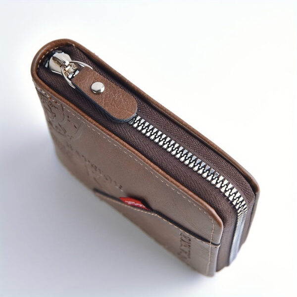 b3409496d572a77a Men's Wallet Made of PU Wax Oil Skin for Men Short Male Card Holder Wallets Zipper Around Money Coin Purse