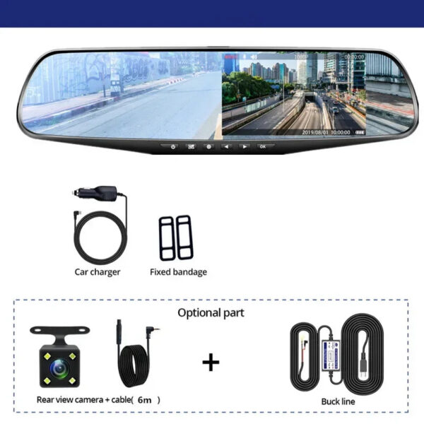 b34fb0d8571bae51 4.3 Inch Driving Recorder Car DVR Rearview Mirror Dual Lens Car Recorder 1080P IPS Front and Rear Camera Registrar Black Box New