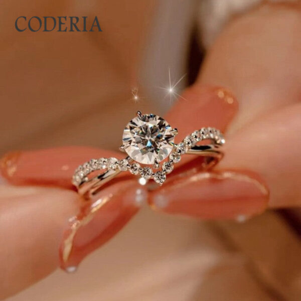 Pass Diamond Test D Color 1 Carat Moissanite Wedding Ring High Quality White Gold Rings Fashion Sterling Sier Jewelry