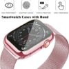 Geoumy Metal Magnetic Bands Compatible for Apple Watch Band 41mm with Case, Stainless Steel Milanese Mesh Loop Replacement Strap Compatible with iWatch Series 8/7/6/5/4/3/2/1 SE Women Men,Brown Gold