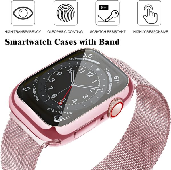 Geoumy Metal Magnetic Bands Compatible for Apple Watch Band 41mm with Case, Stainless Steel Milanese Mesh Loop Replacement Strap Compatible with iWatch Series 8/7/6/5/4/3/2/1 SE Women Men,Brown Gold