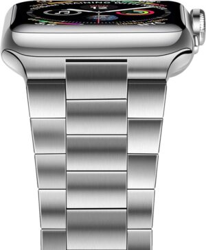 iiteeology Compatible with Apple Watch Band 49mm 45mm 44mm, Upgraded Solid Business Stainless Steel Band for Apple iWatch Series 9/8/7/Ultra,Silver