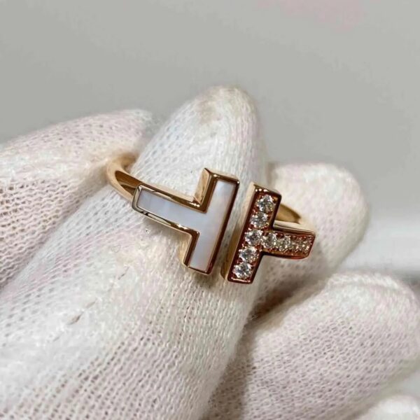 2024 designer ring Double Ring Serling Sier Plaed Rose Gold Opening Inlaid With Diamond Half Wedding Anniversary for women gift with boxq1