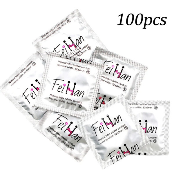 b3a2be6ad682981b 50/100pcs Ultra Thin Condom 52mm Width Hyaluronic Acid Lubrication Penis Sleeves Contraception Supplies Adults Safer Sex Toy