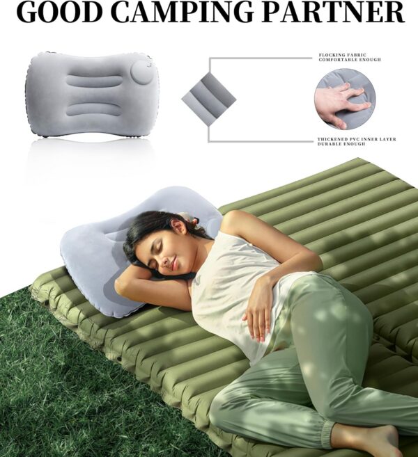 b3b311ee76accd15 Ultra Light Inflatable Camping Pillow - Inflatable Pillow for Camping, Hiking, and Backpacking - Press-to-Inflate Design for Safer and Healthier - Compressed design for Hiking, and Backpacking Travel