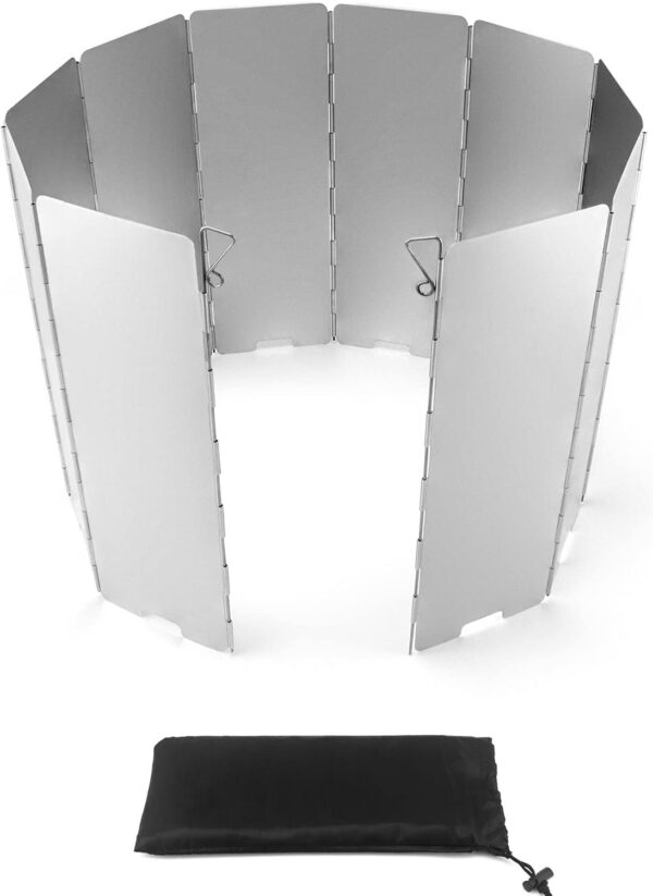b3c9b4b2b9096183 QWORK® Camping Stove Windshield 10 Plates, Lightweight Foldable Aluminum Windscreen for BBQ Picnic Hiking Outdoor Camping Gadgets