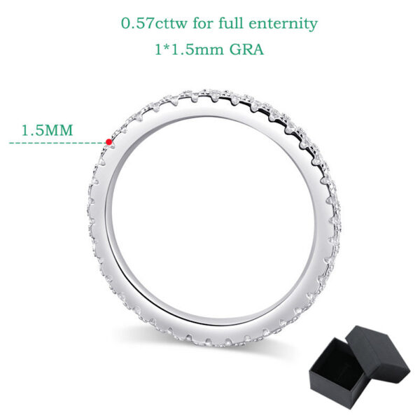 Smyoue Plated 0.57ct Full Enternity Moissanite Ring Forn Women S Sterling Sier Matching Diamond Band Wedding Jewelry