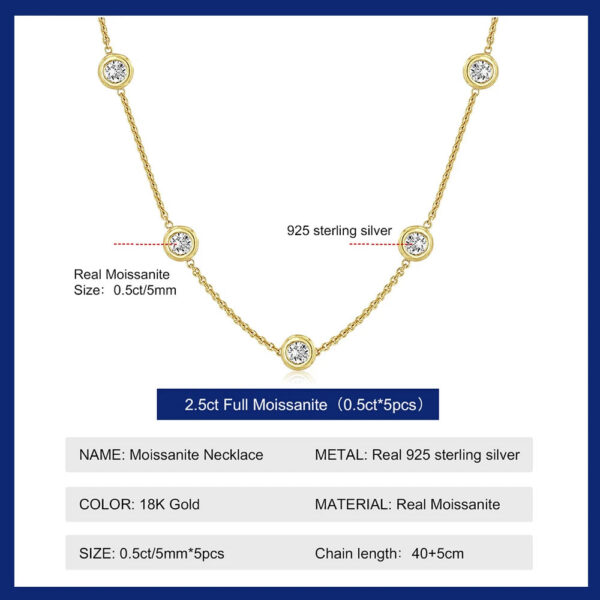 b3d7b1cff4fed7bd 5mm 5 Stones Bubble Moissanite Necklace Certified Original 18k Gold Plated 925 Silver Diamond Choker Chain for Women Jewelry GRA