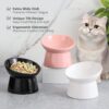 White Small Ceramic Raised Cat Bowls, Tilted Elevated Food or Water Bowls, Stress Free, Backflow Prevention, Dishwasher and Microwave Safe, Lead & Cadmium Free