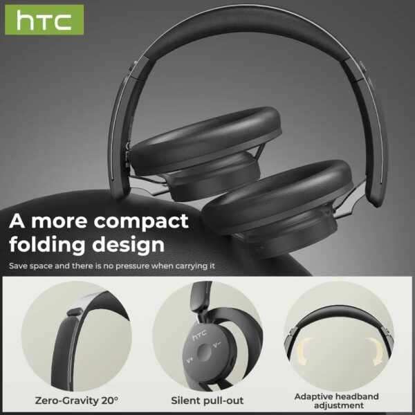 HTC HP06 Bluetooth V6.0 Wireless Open-Ear Headphones Foldable Punchy Bass Headset for PC Laptop phone TV lightweight Hollow Airy