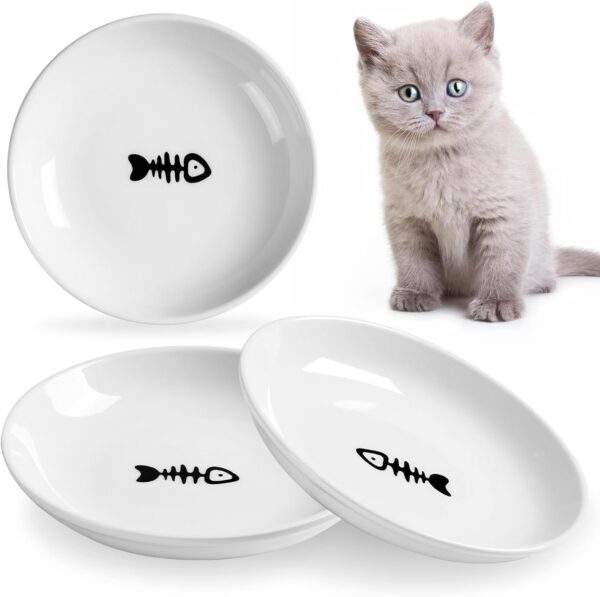 b4010105f874761c Cat Bowls, Elevated Cat Bowl, Raised Ceramic Cat Dish with Metal Stand, Pet Water or Food Feeding Station for Indoor Cats, Kitten, Puppies and Small Dogs(2 Pack)
