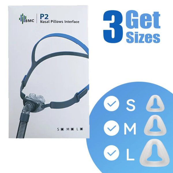 BMC PM2 CPAP Mask Nasal Pillows Mask 360° Front Hose S/M/L 3 In 1 For CPAP BiPAP Machine Cpap Pillows For Sleeping Nasal Mask