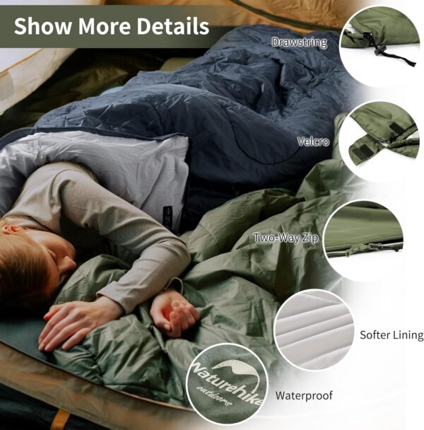 Naturehike Sleeping Bag for Adult,Combine Double Sleeping Bag,Oversized 220×85cm,L and R,3 Season,Ultralight Lightweight Compact with Compression Bag