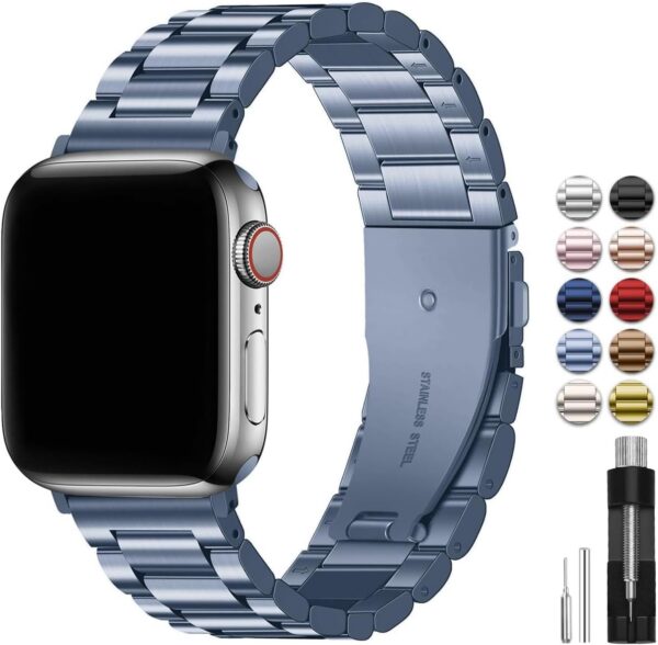 b443209e91ac3e78 Fullmosa Compatible Apple Watch Bands 41mm 40mm 38mm, Stainless Steel iWatch Band with Case for Apple Watch Ultra2/Ultra Series 9/8/7/6/5/4/3/2/1/SE/SE2, Rose Gold(Short)