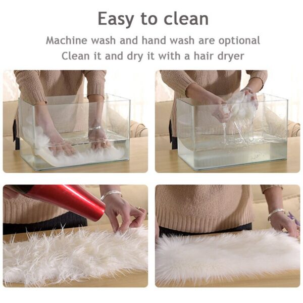 b4547e2303986d9d 30x40cm Small Size Heart Shaped Fluffy Rug Shaggy Faux Wool Carpet Sofa Cushion Living Room Bedroom Decorative Floor Mats