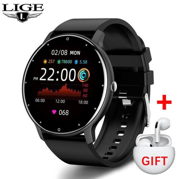 LIGE 2024 New Real-time Activity Tracker Heart Rate Monitor Sports Women Smart Watch Men Clock For Android IOS