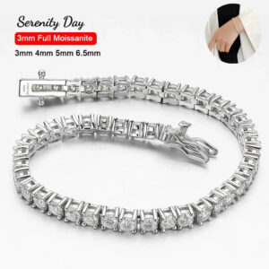 b4641c95ee1a0efd Serenity 3mm 4mm 5mm 6.5 D Color VVS1 Moissanite Tennis Bracelet For Women Man Anniversary Gift S925 Silver Bracelet Hand Chain