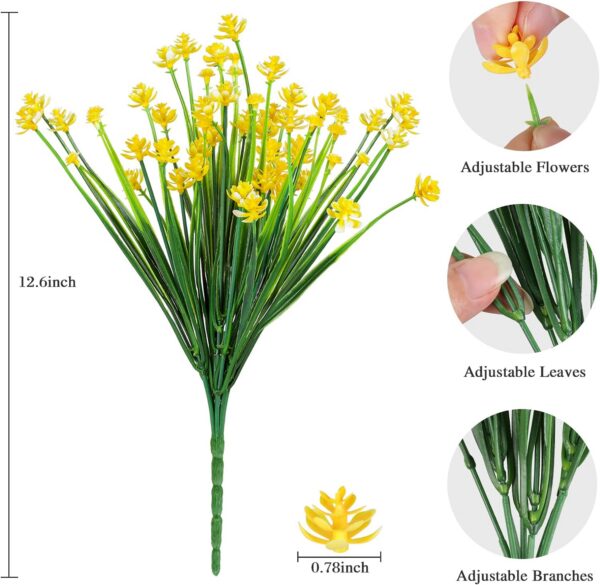 b47e99a692793357 AmyHomie 20 Bundles Artificial Flowers Outdoor UV Resistant Faux Flowers No Fade Fake Plastic Plants Garden Porch Window Box Decorating(Bright Yellow)