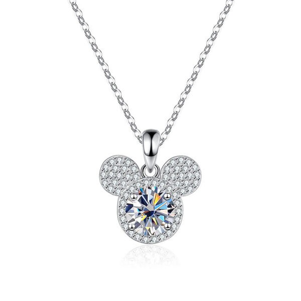 b484ca0e21d43014 JoyceJelly S Sterling Sier Pendant 1 Carat Moissanite Diamond Necklace Women's Fashion Jewelry Rat Head Mouse