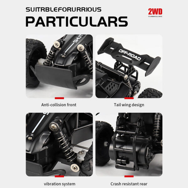ZWN 1:16 2.4Gh Model RC Car With LED Lights 2WD Off-road Remote Control Climbing Vehicle Outdoor Cars Toys for Boys Girls Gifts