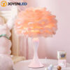 New Warm Light Table Lamp Nightlights Feather Lampshade Creative Wedding Home Bedroom Decor Birthday Gift