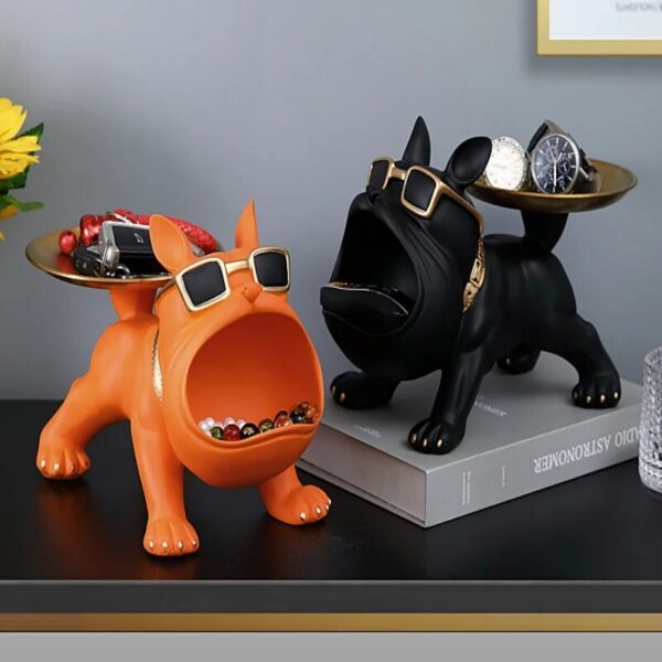 b4a68e10cc563227 VIKAMA Bulldog Storage Ornaments Entrance Door Key Candy Tray Nordic Style Personalized Home Decor