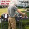 b4bfa4828536abec 3 Burner Propane Camp Stove | 225,000 BTU Gas Burners | Side Shelves | Windscreen | Waterproof Cover | Detachable Legs | Ideal for Camping Backyard Outdoor Cooking