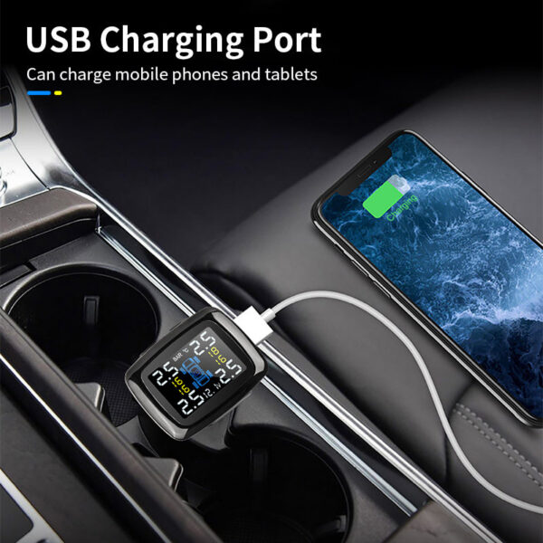 Car Cigarette Lighter Wireless Universal TPMS USB Digital tpms Tire Pressure Alarm System 4 External Internal Sensor