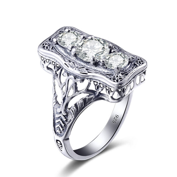 b4ca1c2f9b869270 Szjinao Unique 3 Stone Moissanite Ring With Certficiate 100% Sterling Sier Engagement Jewelry For Women Pass Diamond Test