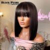 Short With Bangs Straight Wigs Brazilian Human Hair Remy Full hine Made for Women Glueless Bob Wig