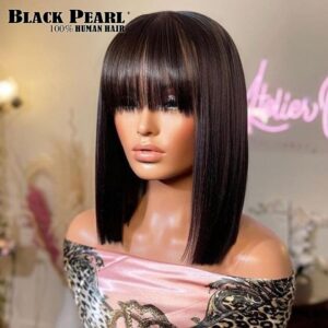 Short With Bangs Straight Wigs Brazilian Human Hair Remy Full hine Made for Women Glueless Bob Wig
